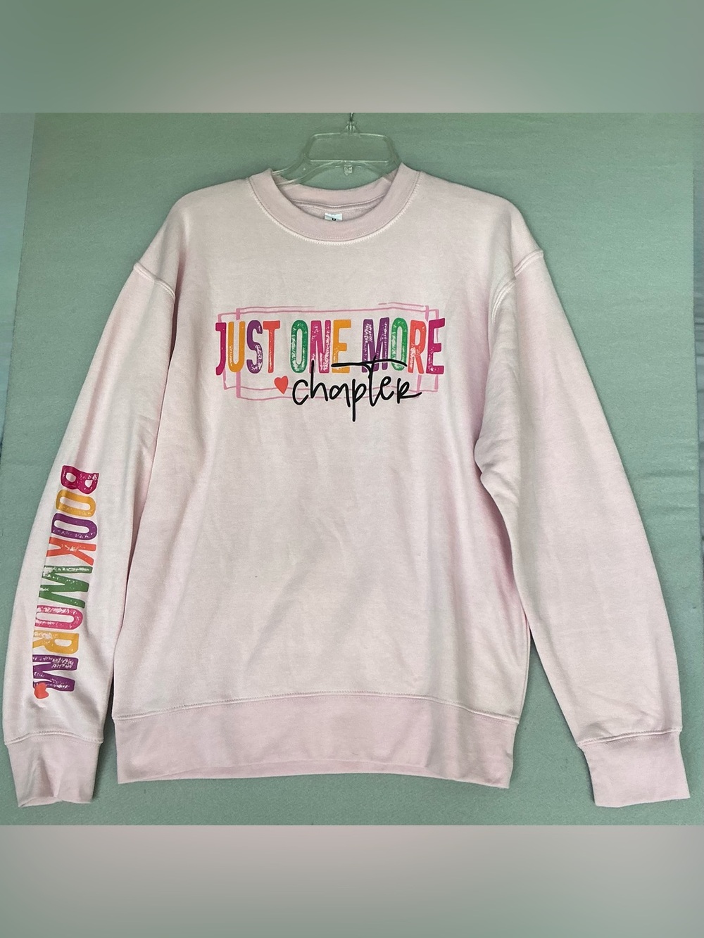 Outlash Wear Pink Just One More Chapter Sweatshirt Sleeve Bookworm Graphic M